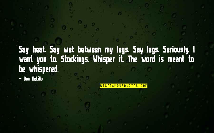 Bartikito Quotes By Don DeLillo: Say heat. Say wet between my legs. Say