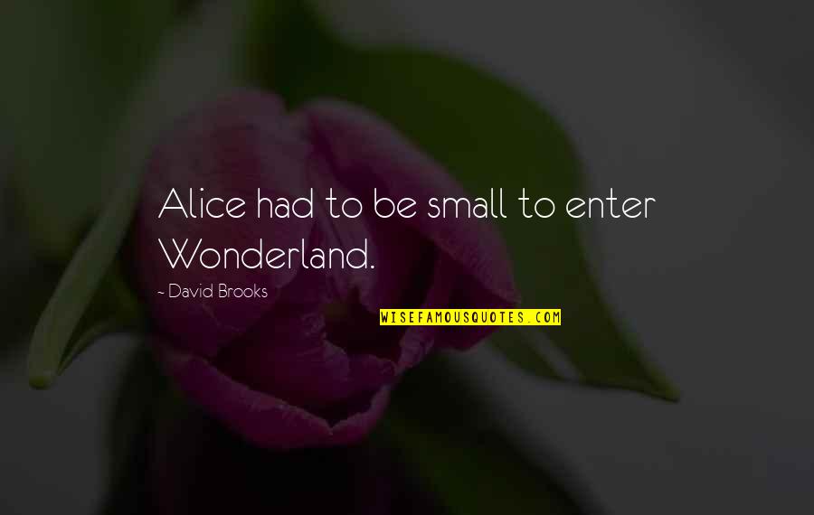 Barton Stone Quotes By David Brooks: Alice had to be small to enter Wonderland. Barton Stone Quotes By David Brooks: Alice had to be small to enter Wonderland.