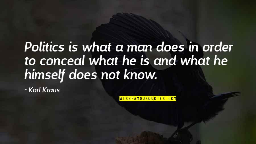 Bartz Viviano Quotes By Karl Kraus: Politics is what a man does in order Bartz Viviano Quotes By Karl Kraus: Politics is what a man does in order