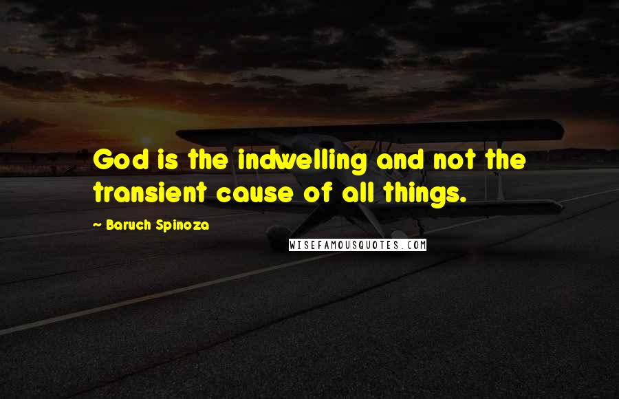 Baruch Spinoza quotes: God is the indwelling and not the transient cause of all things.