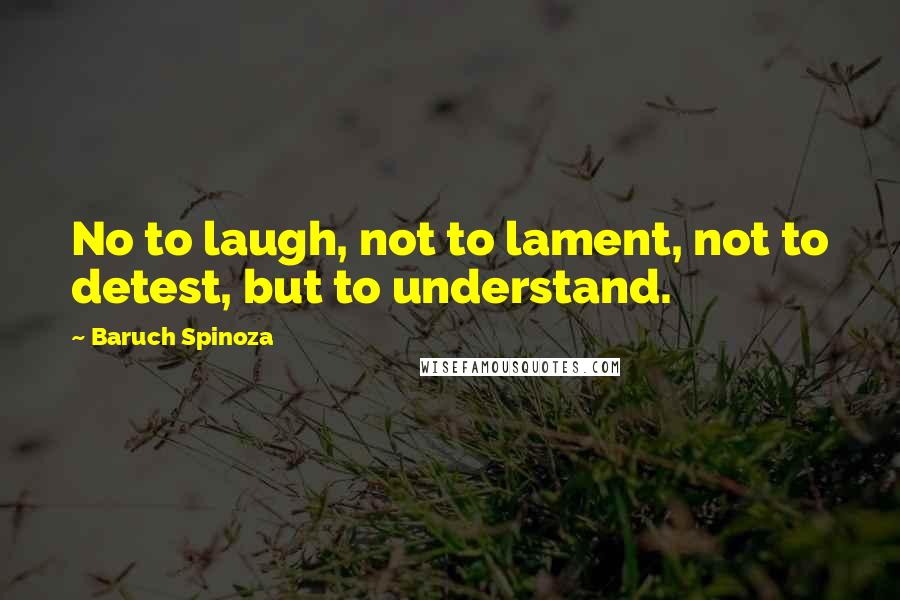 Baruch Spinoza quotes: No to laugh, not to lament, not to detest, but to understand.