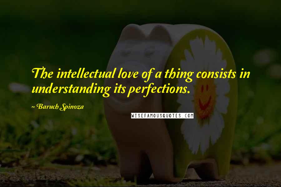 Baruch Spinoza quotes: The intellectual love of a thing consists in understanding its perfections.