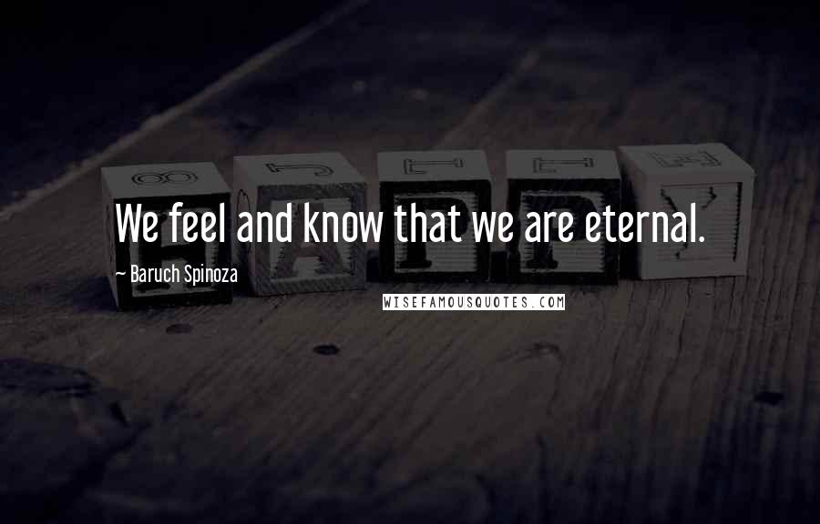 Baruch Spinoza quotes: We feel and know that we are eternal.