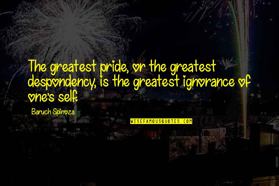 Baruch Spinoza Quotes By Baruch Spinoza: The greatest pride, or the greatest despondency, is