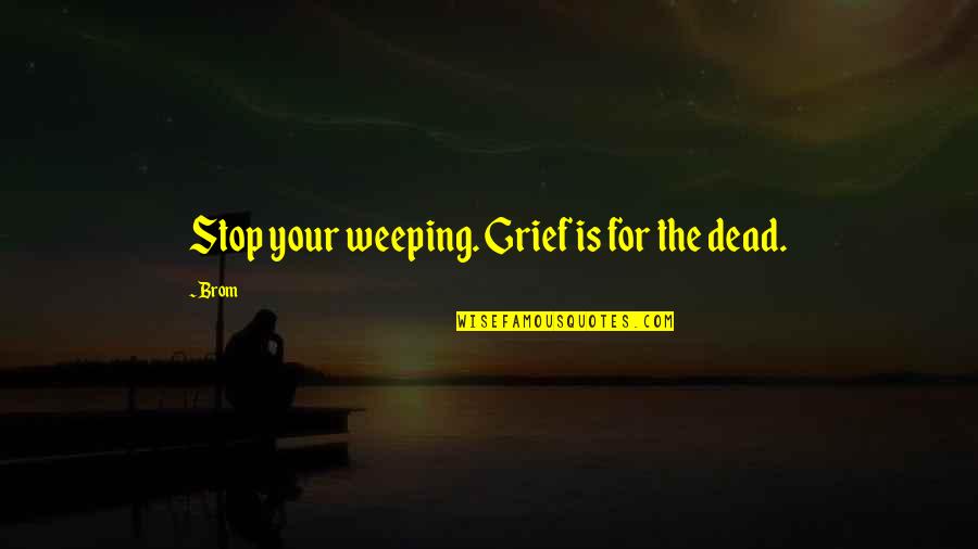 Baryar Big Quotes By Brom: Stop your weeping. Grief is for the dead.