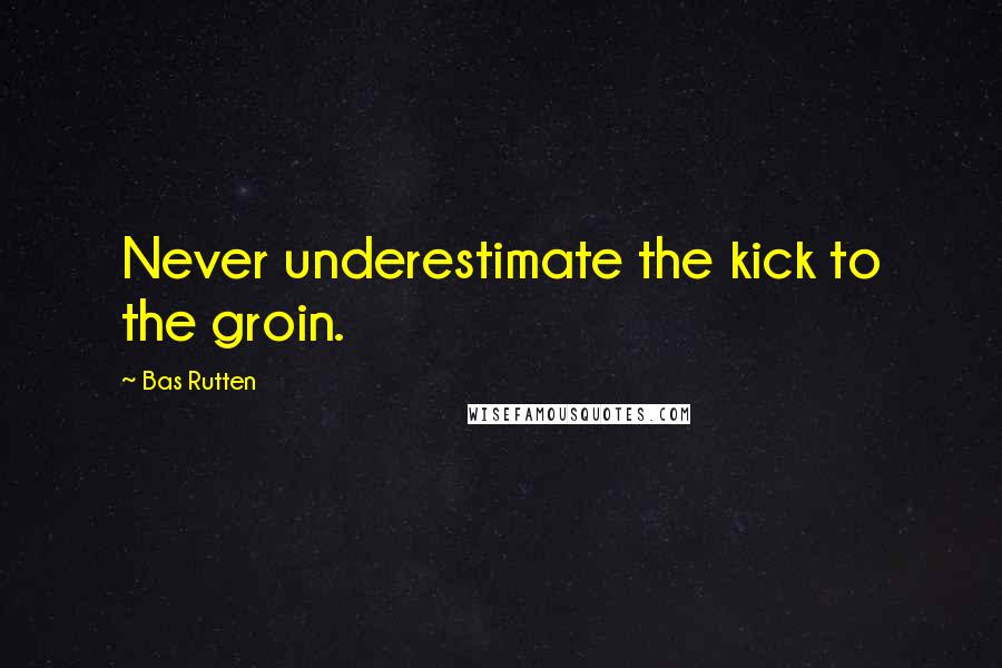 Bas Rutten quotes: Never underestimate the kick to the groin.