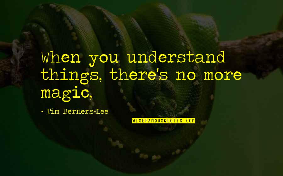 Basa Tagalog Quotes By Tim Berners-Lee: When you understand things, there's no more magic,