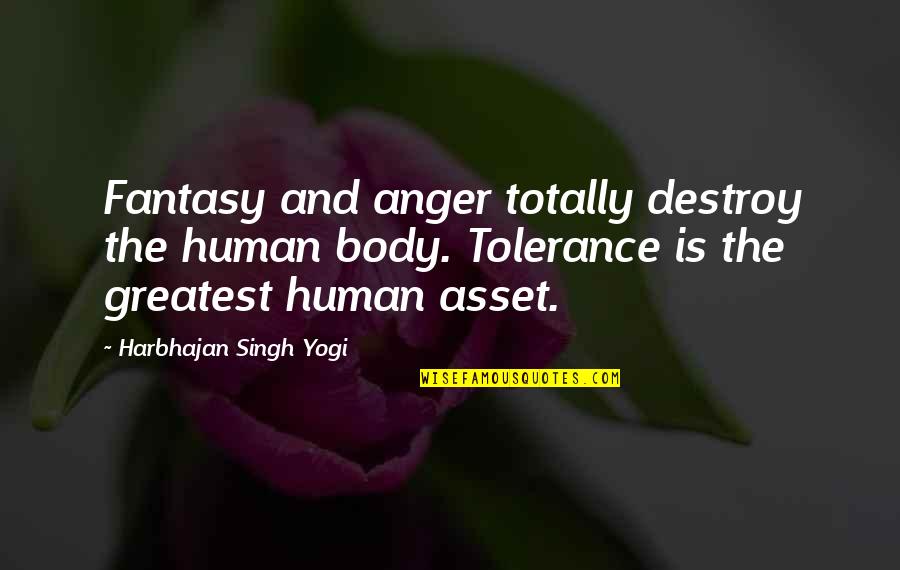 Baseball America's Pastime Quotes By Harbhajan Singh Yogi: Fantasy and anger totally destroy the human body.