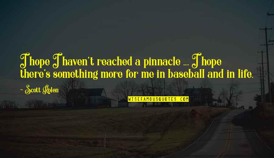 Baseball And Hope Quotes By Scott Rolen: I hope I haven't reached a pinnacle ... Baseball And Hope Quotes By Scott Rolen: I hope I haven't reached a pinnacle ...