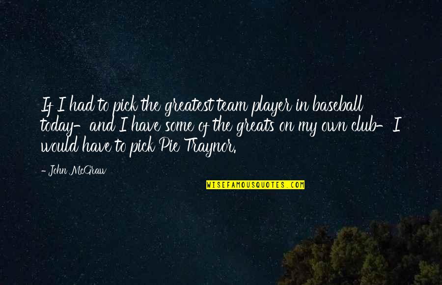 Baseball Greatest Quotes By John McGraw: If I had to pick the greatest team