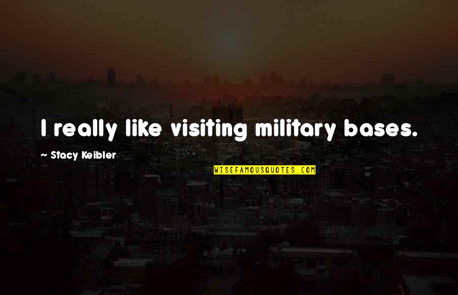 Bases Quotes By Stacy Keibler: I really like visiting military bases. Bases Quotes By Stacy Keibler: I really like visiting military bases.