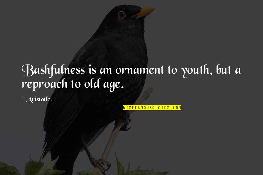 Bashfulness Quotes By Aristotle.: Bashfulness is an ornament to youth, but a