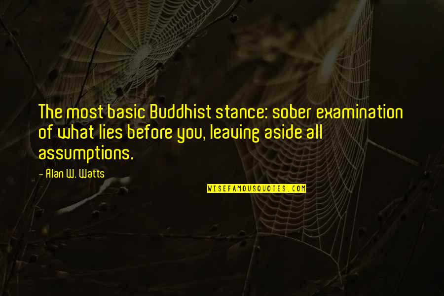 Basic Alan Quotes By Alan W. Watts: The most basic Buddhist stance: sober examination of