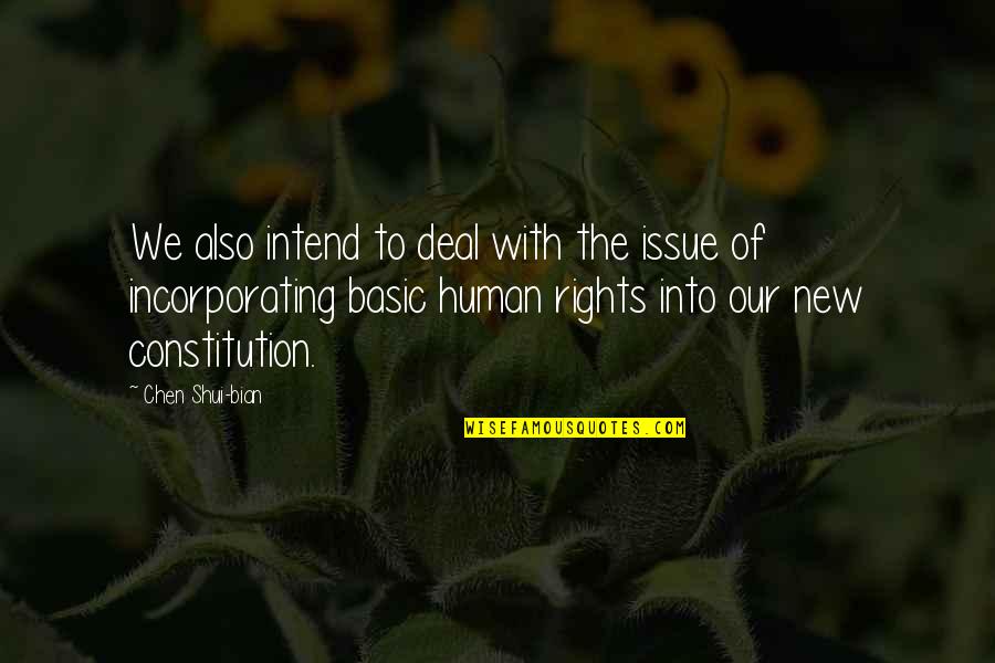 Basic Human Rights Quotes By Chen Shui-bian: We also intend to deal with the issue