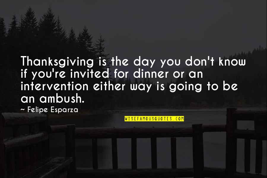 Basic Is Important Quotes By Felipe Esparza: Thanksgiving is the day you don't know if