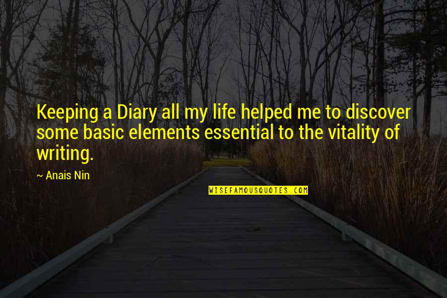 Basic Life Quotes By Anais Nin: Keeping a Diary all my life helped me