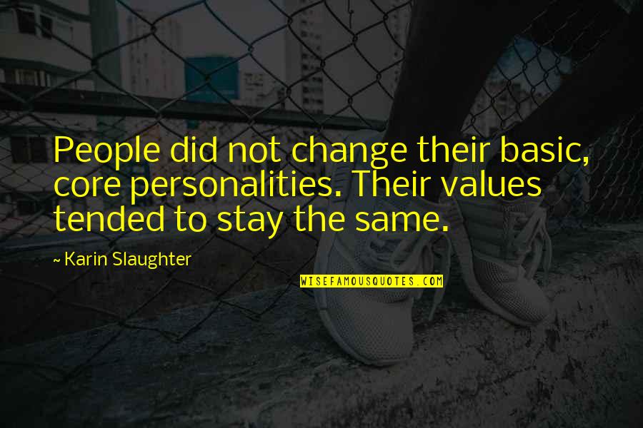 Basic People Quotes By Karin Slaughter: People did not change their basic, core personalities.