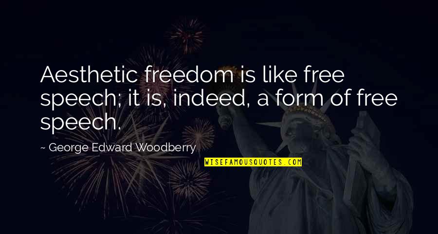 Basicamente Em Quotes By George Edward Woodberry: Aesthetic freedom is like free speech; it is,