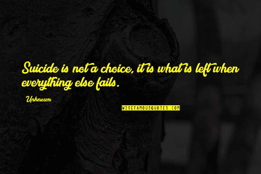 Basildon Quotes By Unknown: Suicide is not a choice, it is what