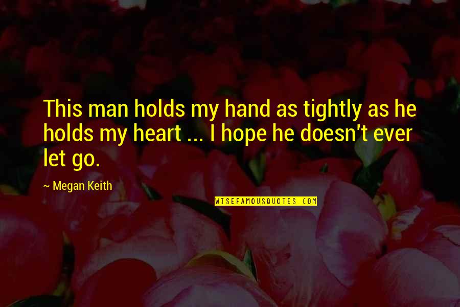 Basilisk Lizard Quotes By Megan Keith: This man holds my hand as tightly as