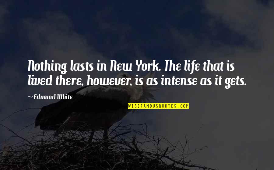 Basketball Foul Quotes By Edmund White: Nothing lasts in New York. The life that