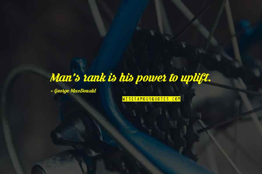 Basketballer Archibald Quotes By George MacDonald: Man's rank is his power to uplift. Basketballer Archibald Quotes By George MacDonald: Man's rank is his power to uplift.