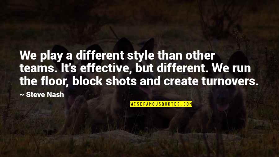 Basketball's Quotes By Steve Nash: We play a different style than other teams.