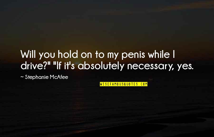 Baskoro Tedjo Quotes By Stephanie McAfee: Will you hold on to my penis while