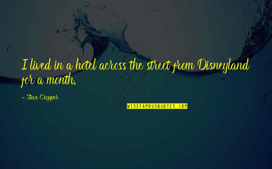 Bassesse En Quotes By Steve Cropper: I lived in a hotel across the street