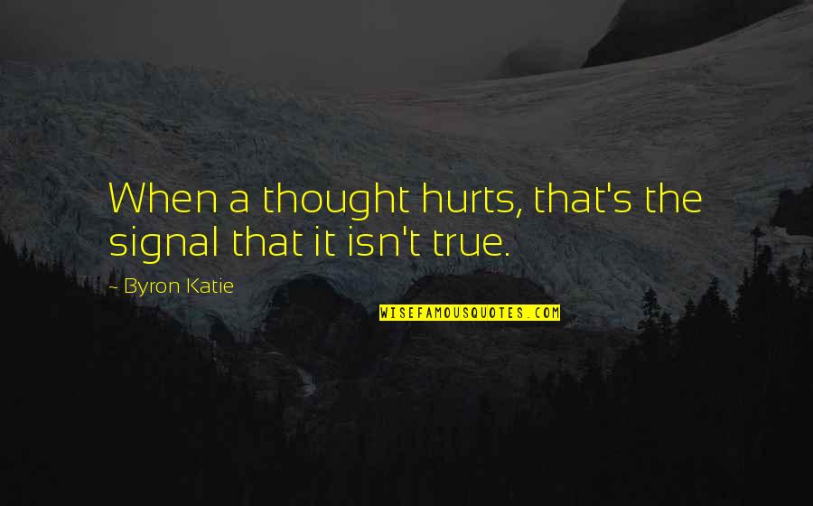 Bassets In Oil Quotes By Byron Katie: When a thought hurts, that's the signal that