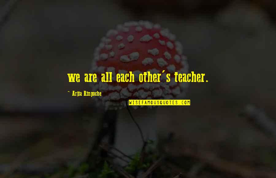 Bastavales Quotes By Arjia Rinpoche: we are all each other's teacher. Bastavales Quotes By Arjia Rinpoche: we are all each other's teacher.