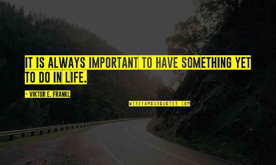 Basted Egg Quotes By Viktor E. Frankl: It is always important to have something yet