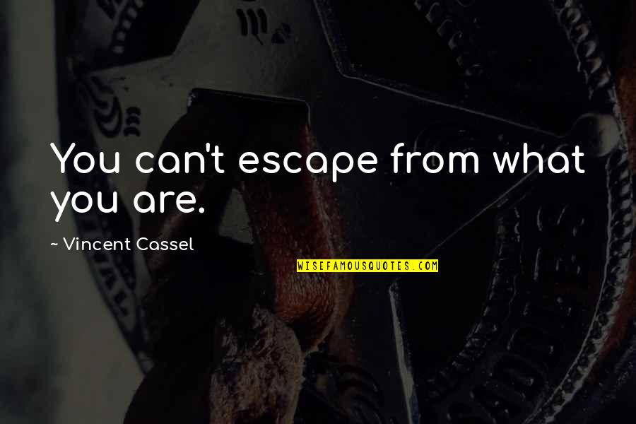 Bastelli Knives Quotes By Vincent Cassel: You can't escape from what you are. Bastelli Knives Quotes By Vincent Cassel: You can't escape from what you are.