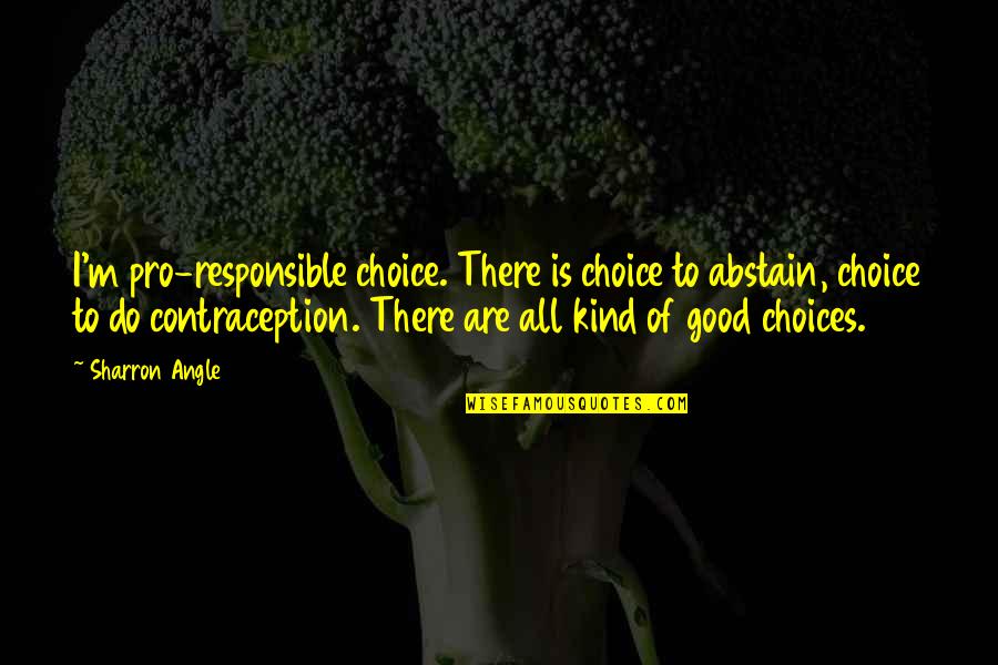 Bastianello Opera Quotes By Sharron Angle: I'm pro-responsible choice. There is choice to abstain,