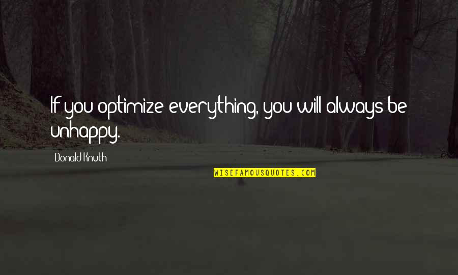 Bastien Dental Marshfield Quotes By Donald Knuth: If you optimize everything, you will always be Bastien Dental Marshfield Quotes By Donald Knuth: If you optimize everything, you will always be
