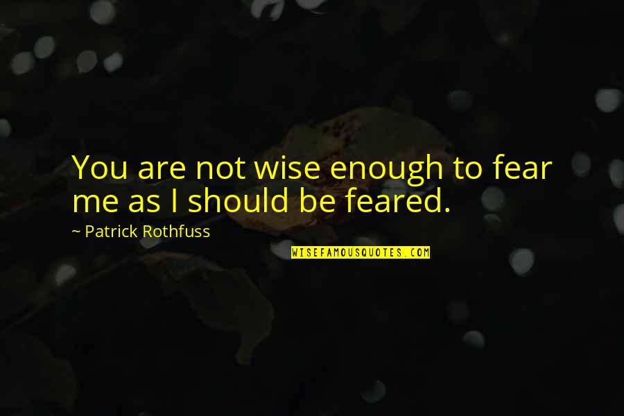 Bast's Quotes By Patrick Rothfuss: You are not wise enough to fear me Bast's Quotes By Patrick Rothfuss: You are not wise enough to fear me