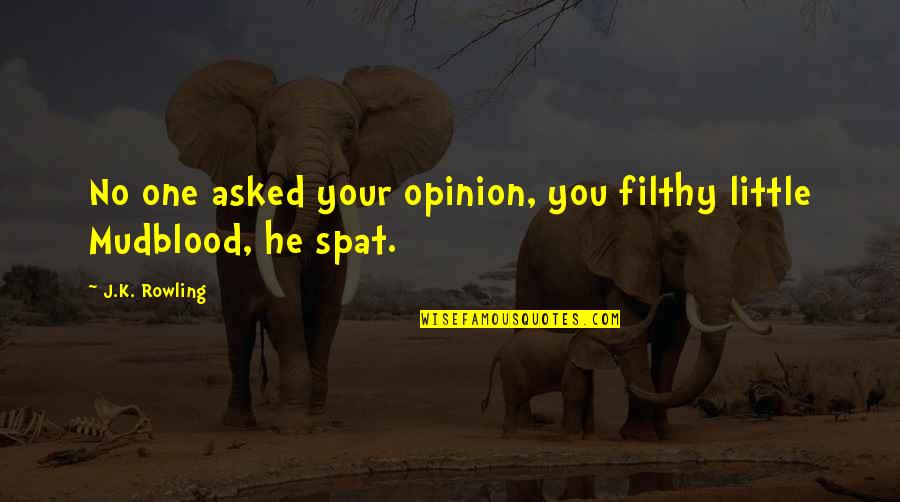 Batalla De Las Piedras Quotes By J.K. Rowling: No one asked your opinion, you filthy little