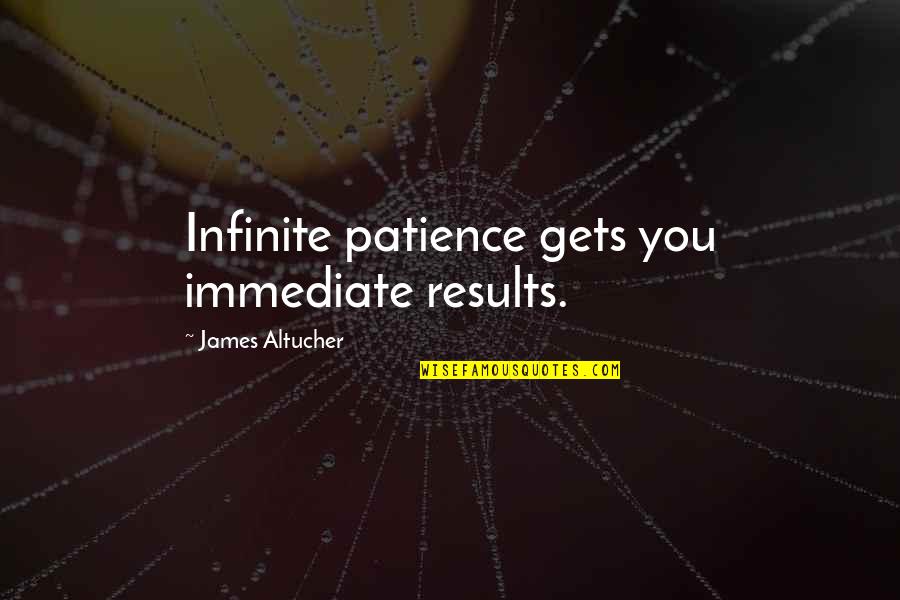 Batelli Door Quotes By James Altucher: Infinite patience gets you immediate results.