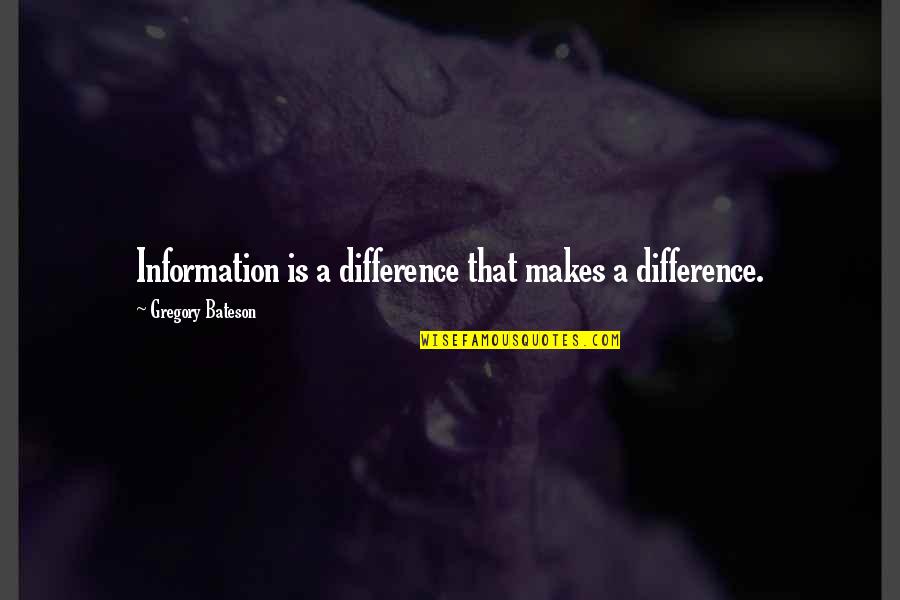 Bateson Quotes By Gregory Bateson: Information is a difference that makes a difference.