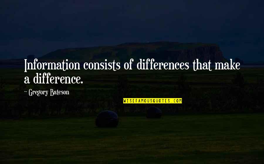 Bateson Quotes By Gregory Bateson: Information consists of differences that make a difference. Bateson Quotes By Gregory Bateson: Information consists of differences that make a difference.