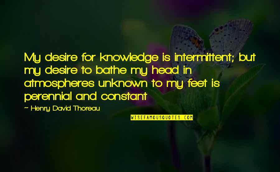 Bathe Quotes By Henry David Thoreau: My desire for knowledge is intermittent; but my