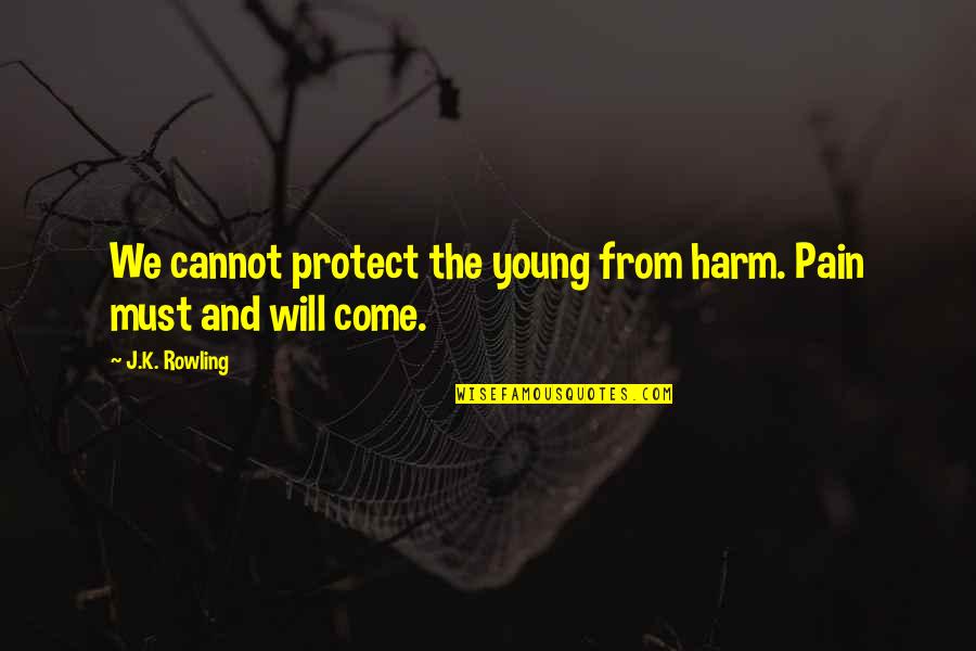 Batie Plumbing Quotes By J.K. Rowling: We cannot protect the young from harm. Pain