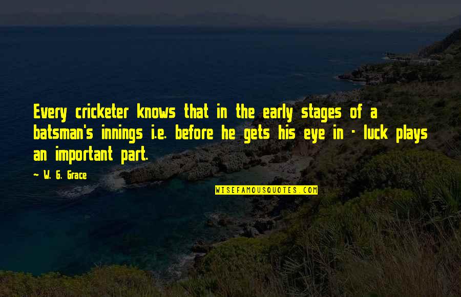 Batsman's Quotes By W. G. Grace: Every cricketer knows that in the early stages Batsman's Quotes By W. G. Grace: Every cricketer knows that in the early stages