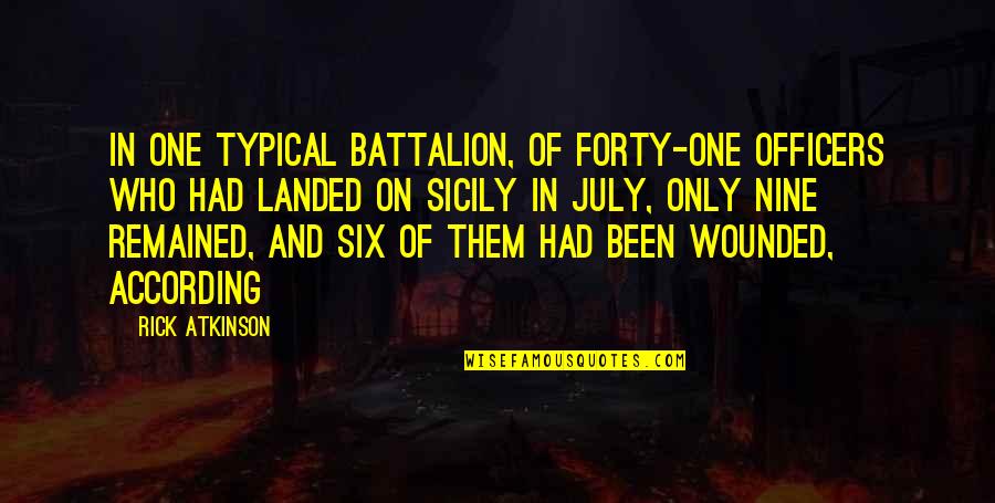 Battalion Quotes By Rick Atkinson: In one typical battalion, of forty-one officers who