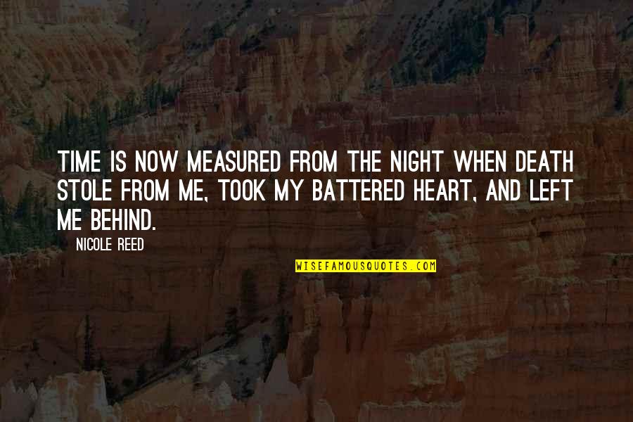 Battered Quotes By Nicole Reed: Time is now measured from the night when Battered Quotes By Nicole Reed: Time is now measured from the night when