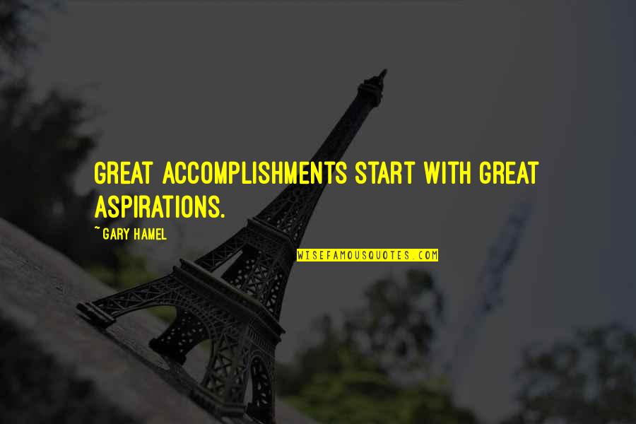 Battiti Binaurali Quotes By Gary Hamel: Great accomplishments start with great aspirations. Battiti Binaurali Quotes By Gary Hamel: Great accomplishments start with great aspirations.