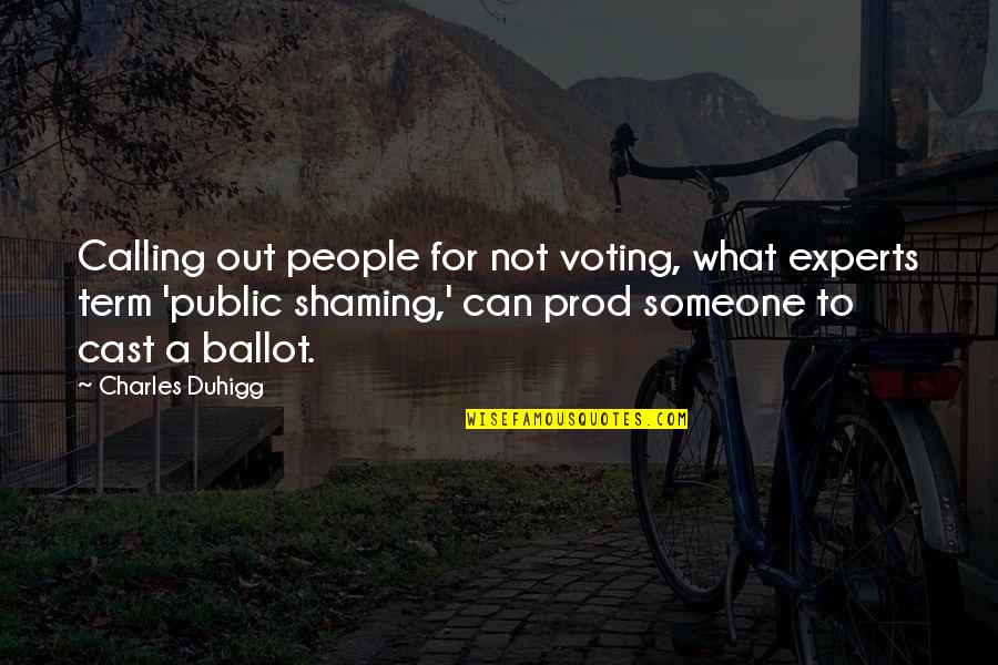 Battle Strategy Quotes By Charles Duhigg: Calling out people for not voting, what experts
