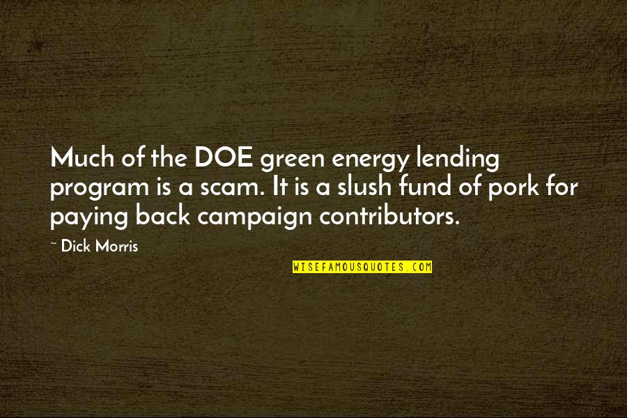 Battle Studies Review Quotes By Dick Morris: Much of the DOE green energy lending program Battle Studies Review Quotes By Dick Morris: Much of the DOE green energy lending program