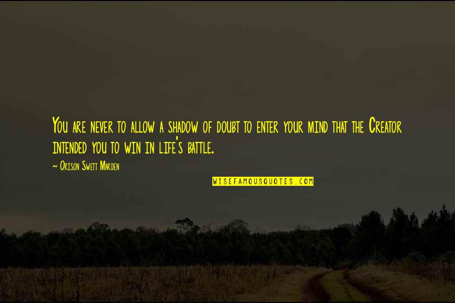 Battle To Win Quotes By Orison Swett Marden: You are never to allow a shadow of