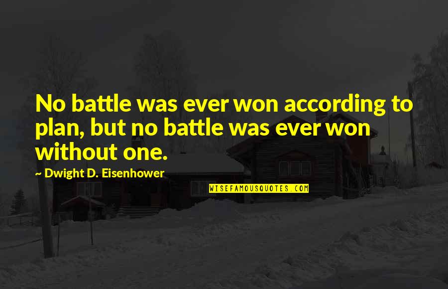 Battle Won Quotes By Dwight D. Eisenhower: No battle was ever won according to plan,